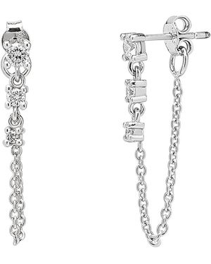 Spero London Fine Diamond Linked Tennis Earrings - White