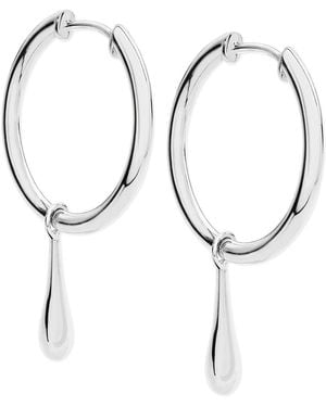 Lucy Quartermaine Solid Sterling Drop Hoops With Drop - Metallic