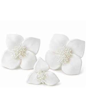 Yeva Sebastia Crepe Flower Bridal Hair Pin Set - White