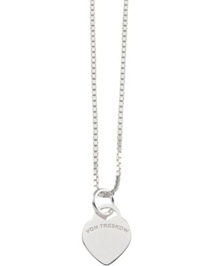 Von Treskow Fine Box Chain Necklace With Vt Flat Heart - White