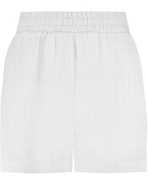 The Summer Edit Mila Crinkle Linen Shorts - White