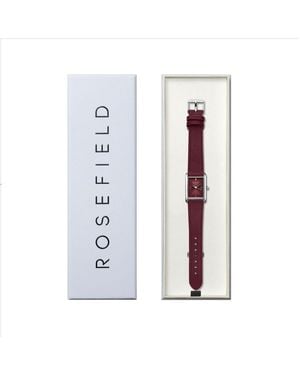 ROSEFIELD Heirloom Modern Watch With Burgundy Dial Casement & Burgundy Leather Strap - White