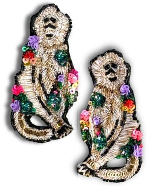 Simitri Monkey Earrings - Blue