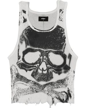 Other Skull & Crossbones Distressed Beater - Grey