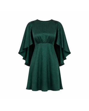 Yumi' Satin Cape Mini Dress - Green