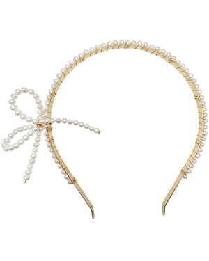 Farra Freshwater Pearls Crafted Butterfly Knot Hair Band - Metallic