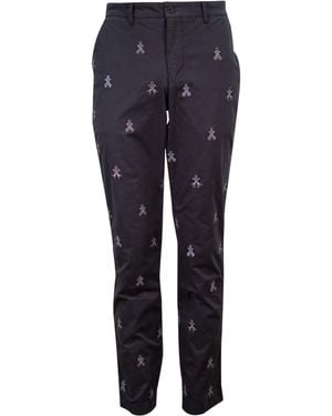 lords of harlech Charles Rockskull Embroidery Trousers - Blue