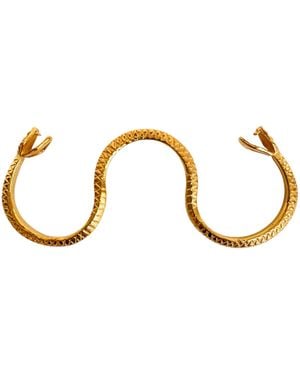 Aki Roc Jewelry Three- Finger Doubled Head Snake Ring - Metallic