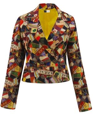 Richa Sharma Silk Cropped Blazer And Mini Skirt Set - Black