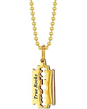 True Rocks Razor Blade Pendant 18Kt Plated On Bead Chain - Metallic