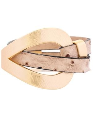 Saachi Hammered Double Wrap Leather Loop Bracelet - Natural