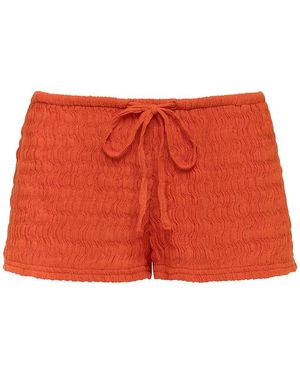 Montce Tangerine Low-Rise Drawstring Short - Red