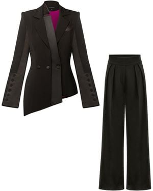 Tia Dorraine Modern Power Tailored Asymmetric Suit - Black