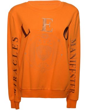 Miracles Manifester Oversized Embroidered Leo Sign Sweatshirt - Orange