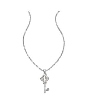 Modenaire Rhinestone Key Pendant Necklace - Metallic
