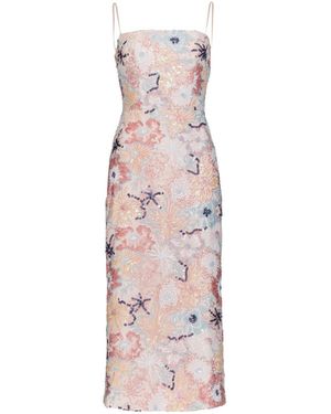 Justin Tong Jessica Beaded Midi Dress - Pink