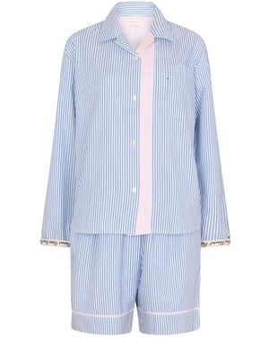 NoLoGo-chic Stripe Stock Set Shorts Pj Cotton - Blue