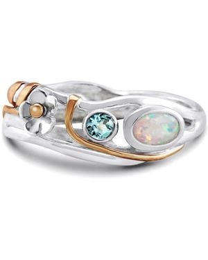 Isla Silver Topaz & Fire Opal Flower Ring - White