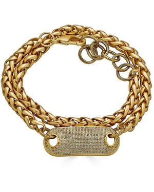 Loni Paul Jewelry Matte Double Wrap Bracelet With Pave Connector - Metallic