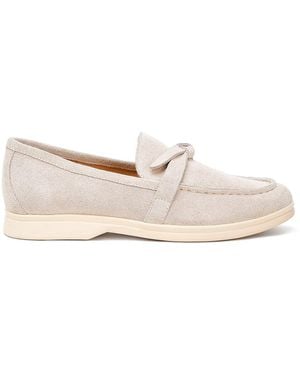 Rag & Co Neutrals Nautica Genuine Suede Knot Detailed Loafers - White