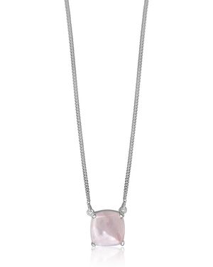FV Jewellery La Stele And Rose Quartz Square Dome Necklace - Metallic