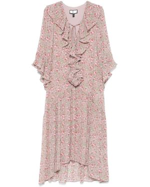 Nissa Printed Chiffon Midi Dress Floral Print - Pink