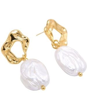 Uchi and Soto Shinju Baroque Pearl & Molten Earrings - Metallic