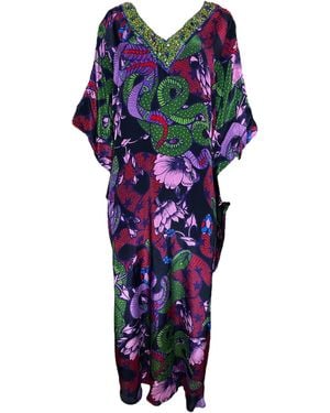Any Old Iron Beaded Neckline Pretty Snakes Dress - Blue