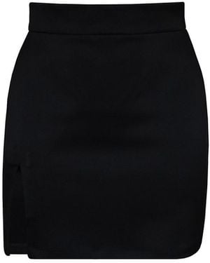 2KStyle Caraco High-Waisted Split Satin Mini Skirt - Black