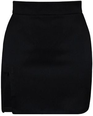 2KStyle Caraco High-Waisted Split Satin Mini Skirt - Black