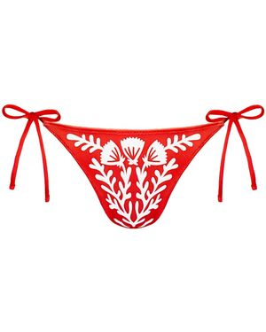 Jessie Zhao New York Coral Garden Reversible Tie Side Bottom - Red