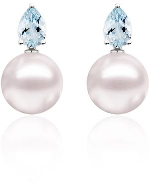 Kai Fine Jewelry Sterling Natural Aquamarine & Freshwater Pearl Venus Tears Convertible Earrings - Multicolour