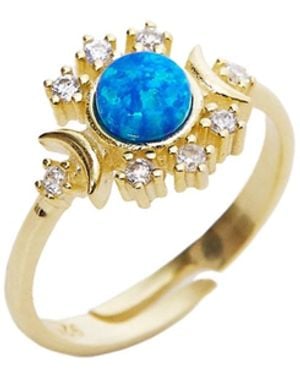 Spero London Opal Sun Ring Sterling - Blue