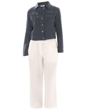 Haris Cotton Linen Jacket With Long Sleeves Iron - Blue