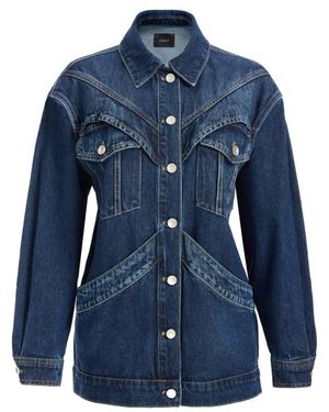 2Be4A Large Pocket Detailed Denim Jacket - Blue
