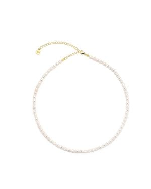 Seven Saints Pure Light Baroque Freshwater Pearl Choker Necklace, Over Sterling - White