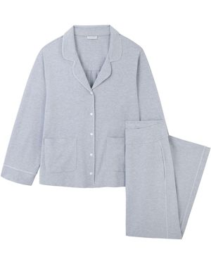 Mamu Dream Soft Marl Modal Cotton Pajama Set - Blue