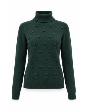 James Lakeland Floral Roll Neck Jumper - Green