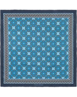 Otway & Orford 'Arabesque' Tile Design Silk Pocket Square - Blue