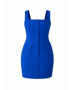 Girl In Mind Elara Button Up Sleeveless Mini Dress Cobalt - Blue