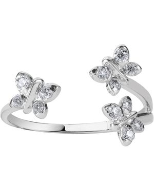 BLOOMTINE | Earth Angel HQ Enchanting Flutterfly Sterling Trio Butterfly Ring - White