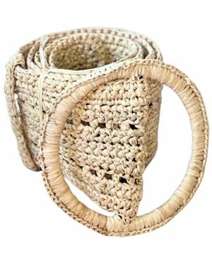 Zanatany Concepts Large Buckle Raffia Belt - Metallic