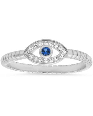 Kylie Harper Sterling Petite Diamond Cz Evil Eye Ring - Blue