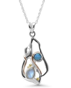 Isla Silver Handmade Moonstone & Opal Pendant - Metallic