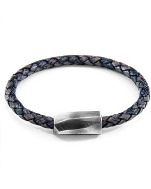 Anchor and Crew Hayling & Braided Leather Bracelet - Blue
