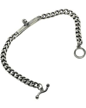 Tg-Jewellery by Tamara Gervasio Skull Plate Bracelet – Sterling, Handmade Round Curb Chain, T-Bar Clasp - Metallic