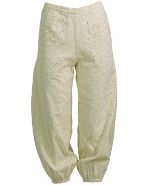 Kristinit Neutrals Cream Eyelet Le Bel Age Pants - Green