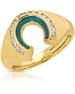 Glamrocks Jewelry Good Fortune Horseshoe Signet Ring - Metallic