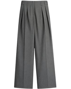 Nocturne High-Waist Pleated Wide-Leg Trousers - Grey