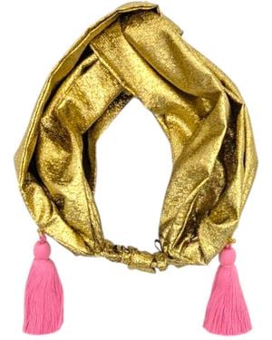Julia Clancey Golden Snazzy Tassel Turban Twist - Yellow